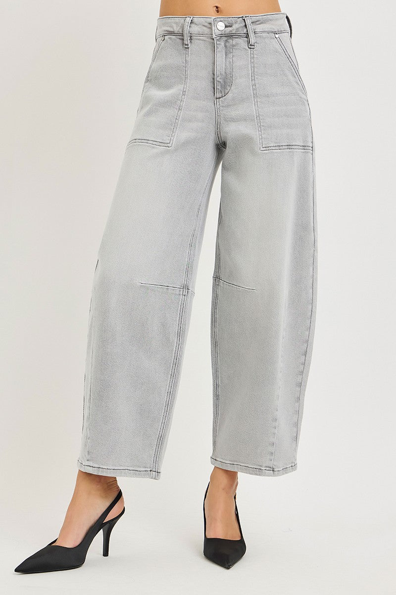 RISEN Slouchy Cropped Barrel Jeans Casual Denim Style Secondary image