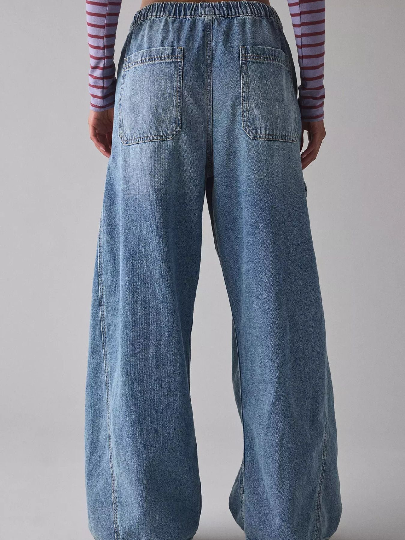 Drawstring Waist Cargo Jeans Casual Streetwear Style Secondary image