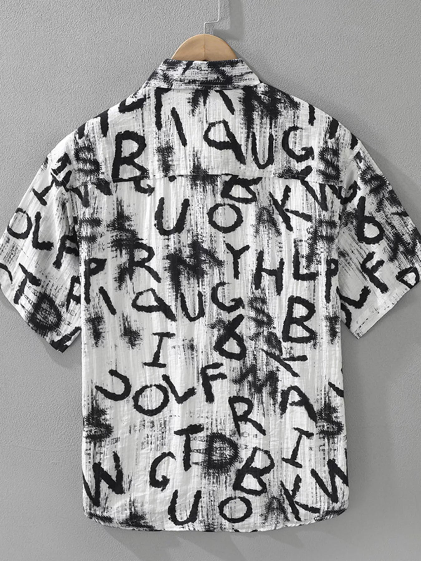 Men’s Plus Size Letter Print Short Sleeve Shirt Casual Style Secondary image