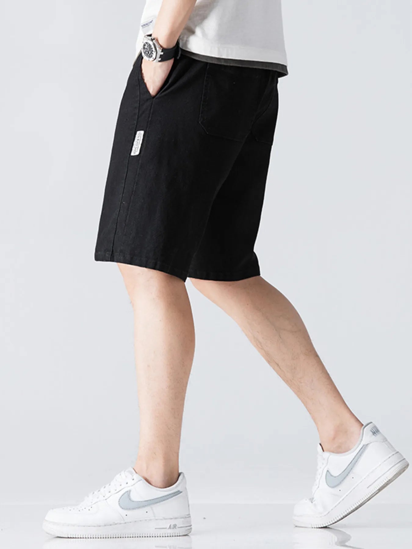 Men’s Drawstring Denim Shorts Casual Streetwear Style Secondary image