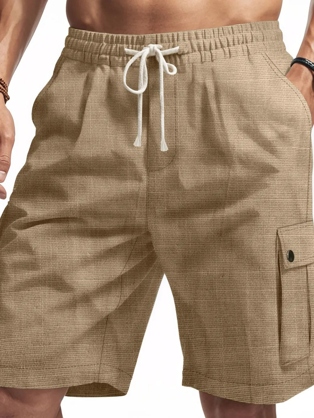Men’s Linen Drawstring Pocket Shorts Lightweight Summer Secondary image