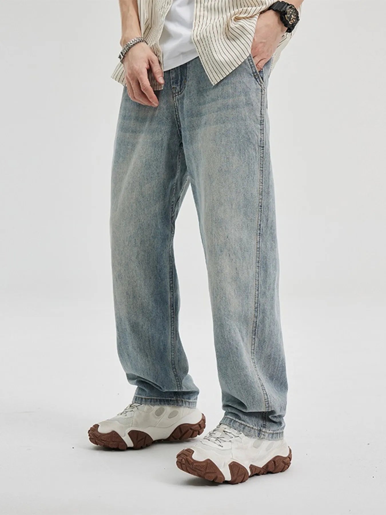 Men’s Wide Leg Jeans Casual Streetwear Denim Style Secondary image