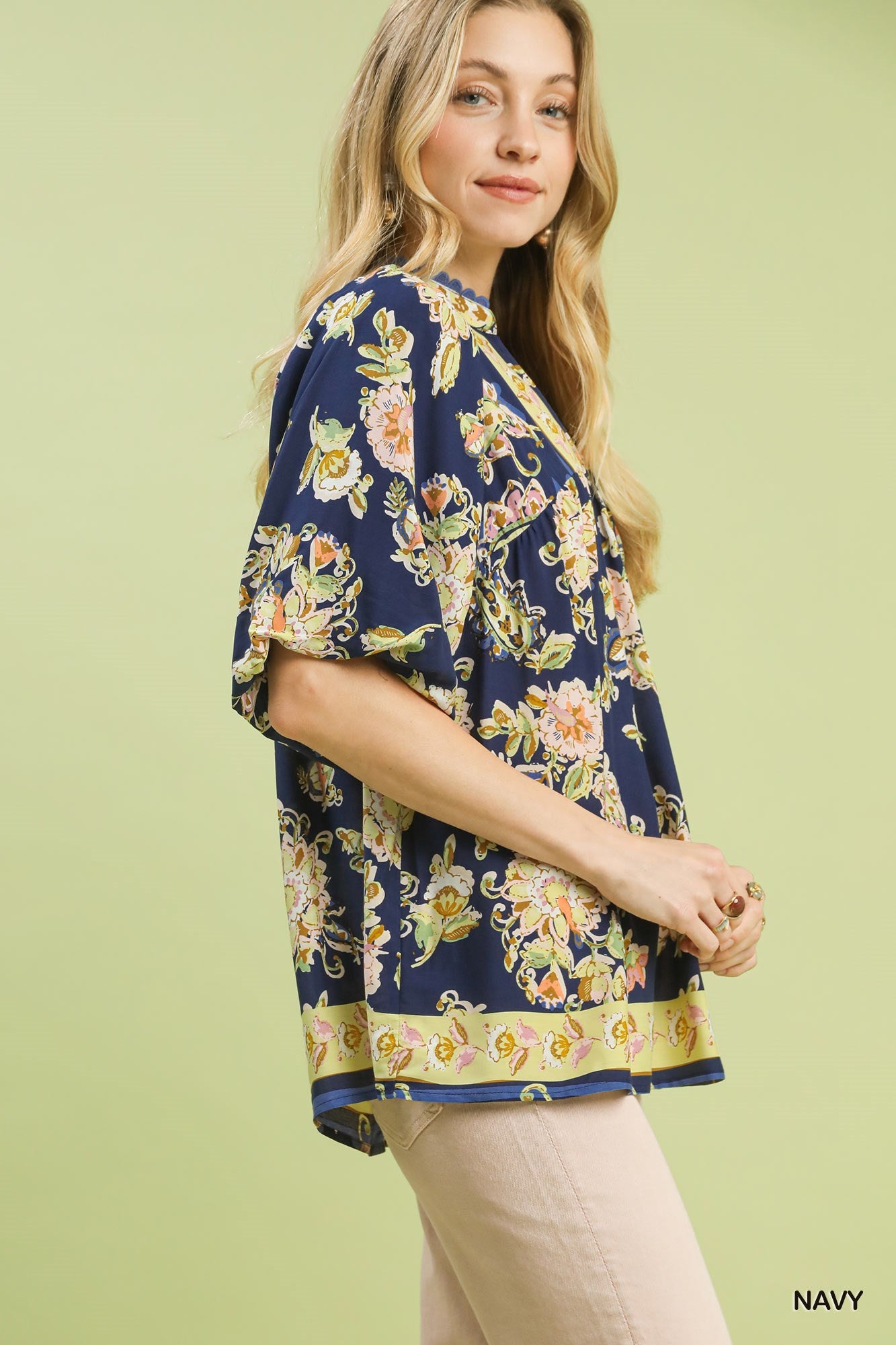 Umgee Apricot Floral Boho Blouse Secondary image